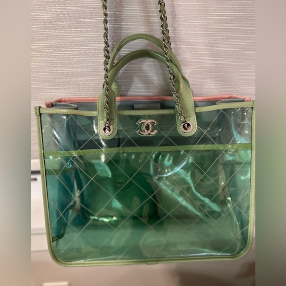 Lambskin and PVC Coco Splash Shopping Bag - Picture 2 of 7